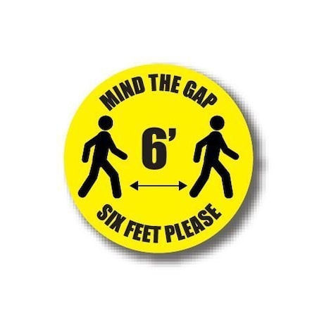 Ergomat 30in CIRCLE SIGNS Mind The Gap Six Feet Please DSV-SIGN 900 #6298 -UEN